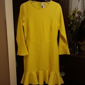 Bohoo yellow trumpet hem dress